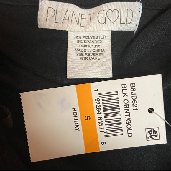 X-Mas Ornament Dress Gold Foil Black T-Shirt Dress Skater Short Fit & Flare Mini - Picture 10 of 11